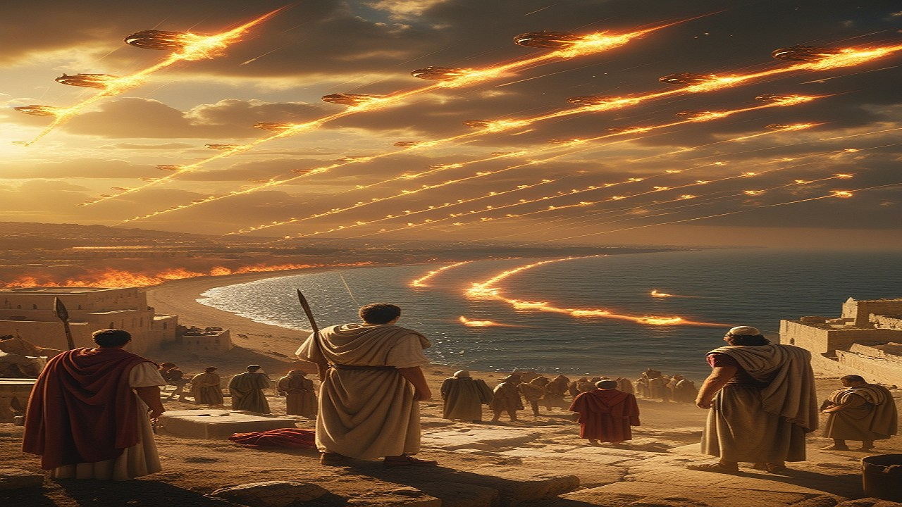 70 AD: Josephus Aerial Chariots Over Sea and Land